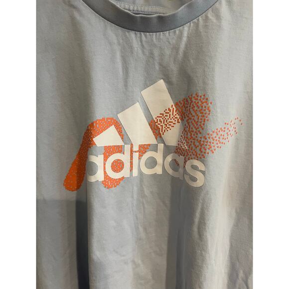 Adidas T-Shirt 100% Cotton Blue Orange White Made in Pakistan Unisex XL NWOT - Picture 3 of 4